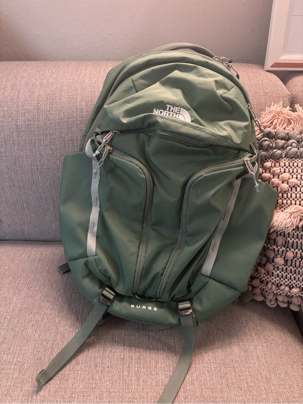 The North Face Surge Backpack in Olive Green